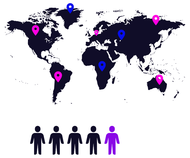 Target market visualization with world map and human figures